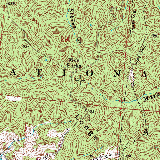 Topographic Map of Five Forks, OH