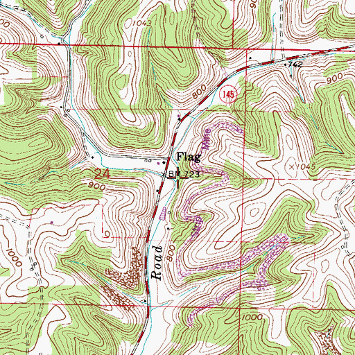 Topographic Map of Flag Run, OH