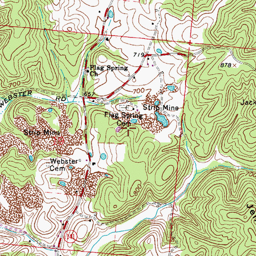 Topographic Map of Flag Spring Cemetery, OH
