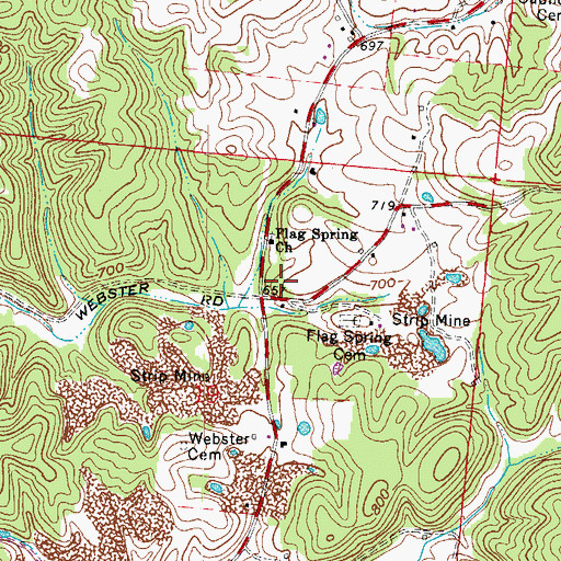 Topographic Map of Flag Spring Church, OH