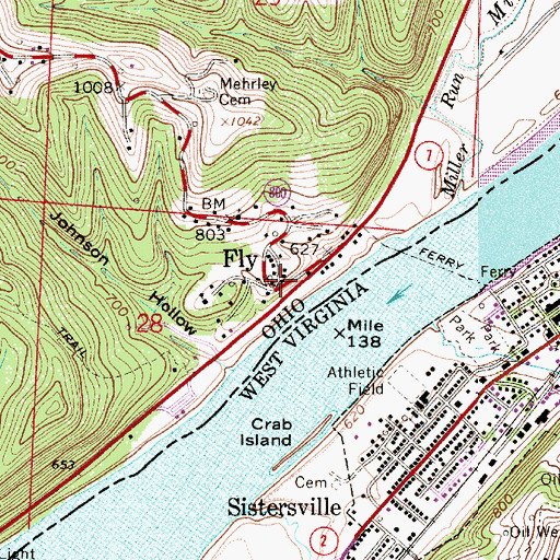 Topographic Map of Fly, OH