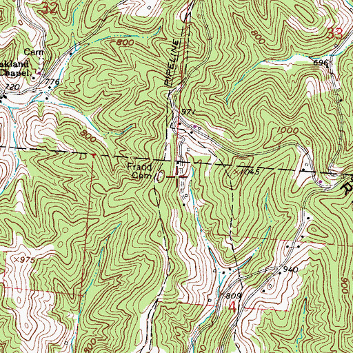 Topographic Map of Fradd Cemetery, OH
