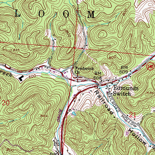 Topographic Map of Frederick Church, OH