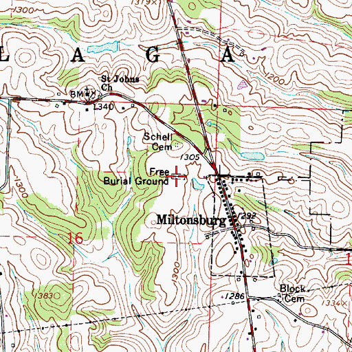 Topographic Map of Free Burial Ground, OH