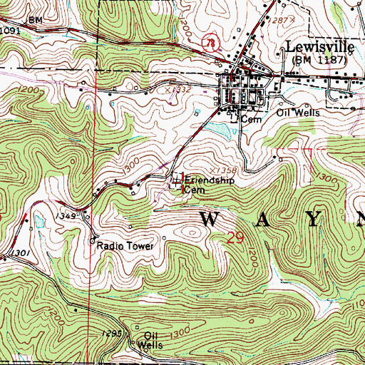 Topographic Map of Friendship Cemetery, OH
