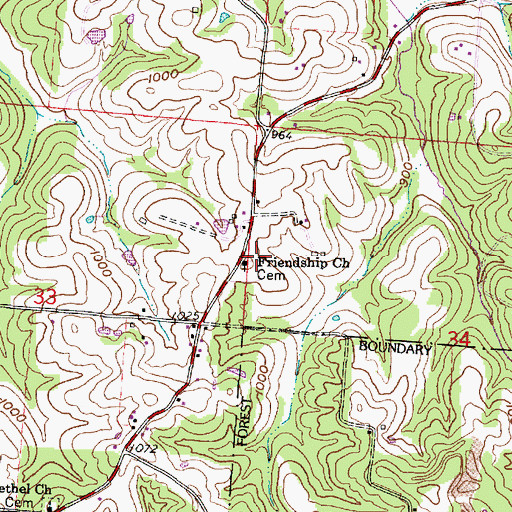 Topographic Map of Friendship Church, OH