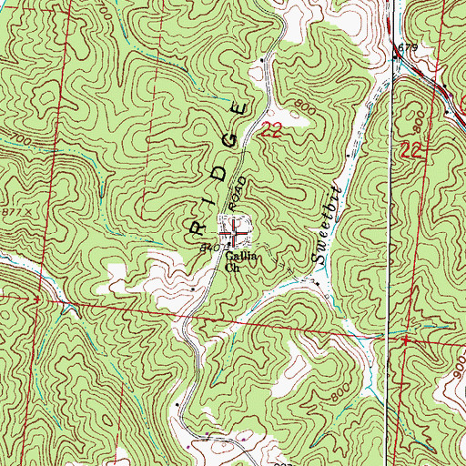 Topographic Map of Gallia Church, OH