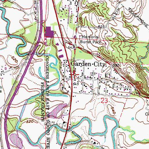 Topographic Map of Garden City, OH