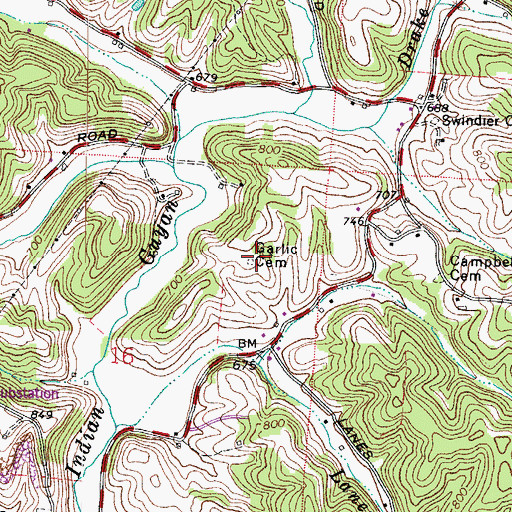 Topographic Map of Garlic Cemetery, OH