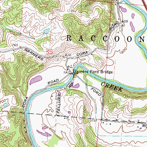 Topographic Map of Garners Ford Bridge, OH