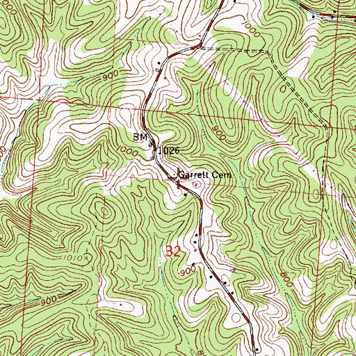 Topographic Map of Garrett Cemetery, OH