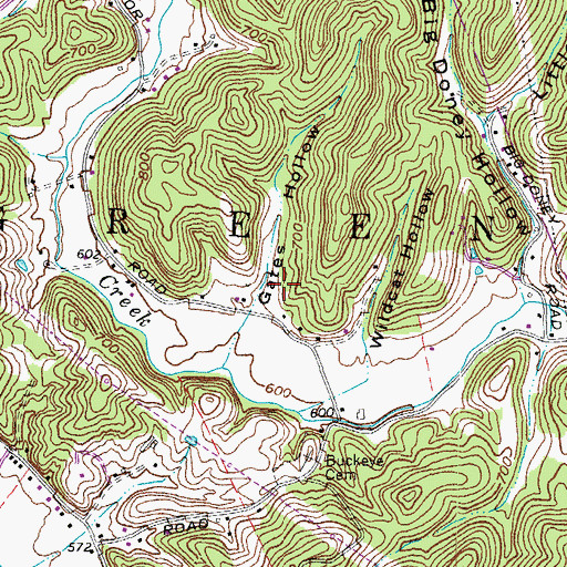 Topographic Map of Gates Hollow, OH