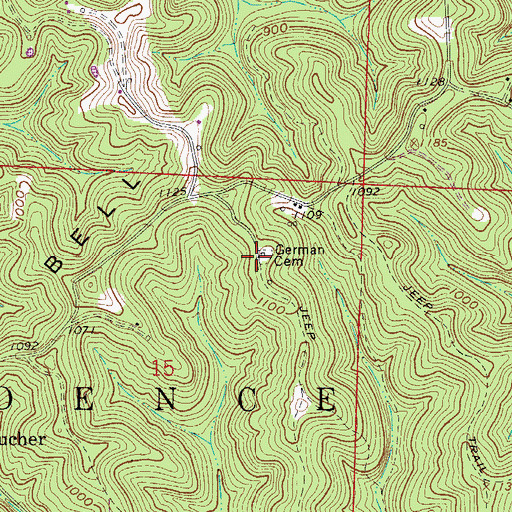 Topographic Map of German Cemetery, OH