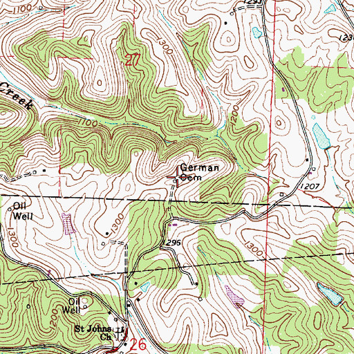 Topographic Map of German Cemetery, OH