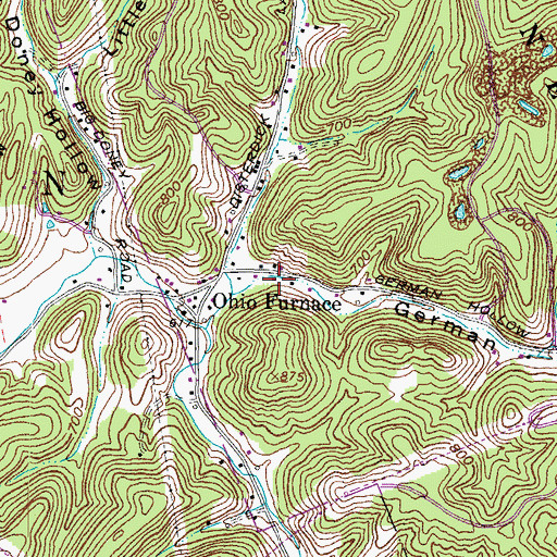 Topographic Map of German Hollow, OH