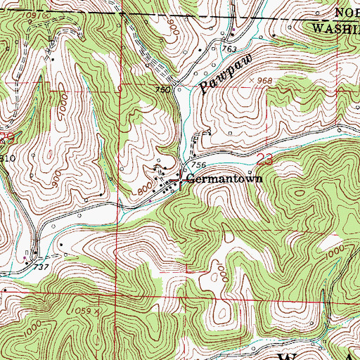 Topographic Map of Germantown, OH