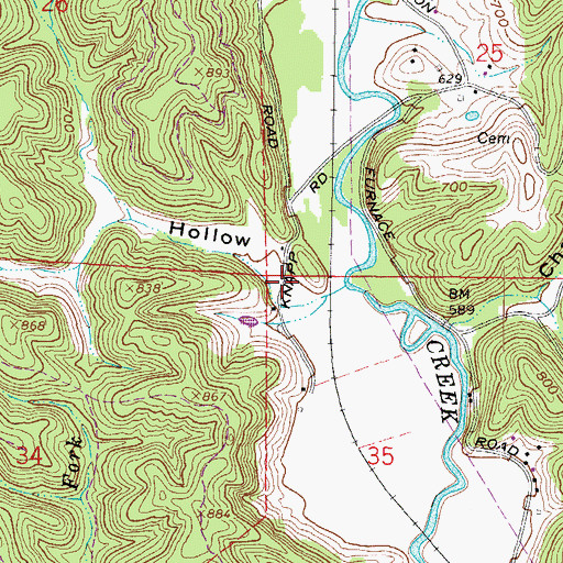 Topographic Map of Germany Hollow, OH