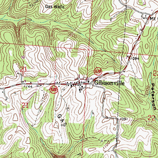 Topographic Map of Gibisonville, OH