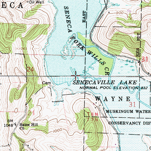 Topographic Map of Glady Run, OH