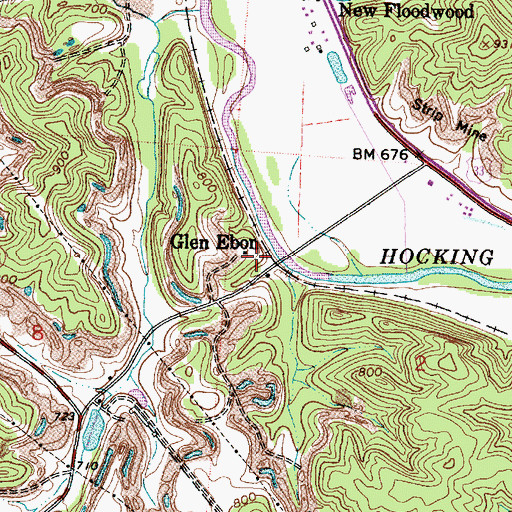 Topographic Map of Glen Ebon, OH
