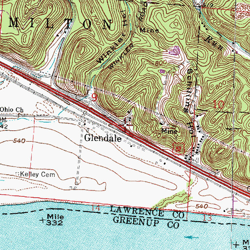 Topographic Map of Glendale, OH