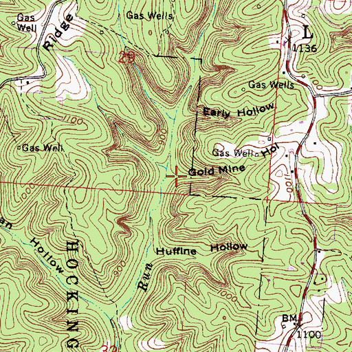 Topographic Map of Gold Mine Hollow, OH