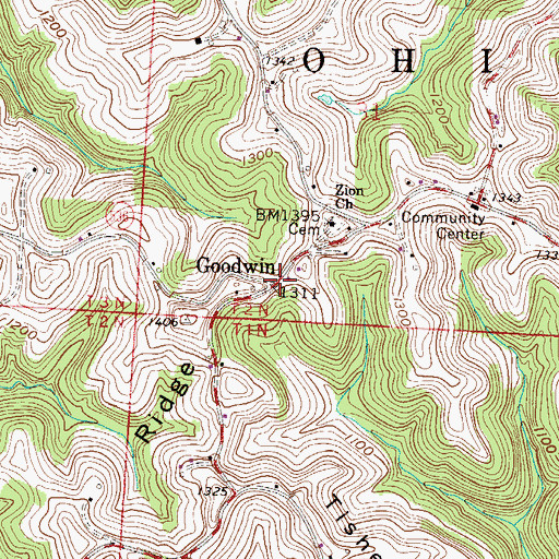 Topographic Map of Goodwin, OH