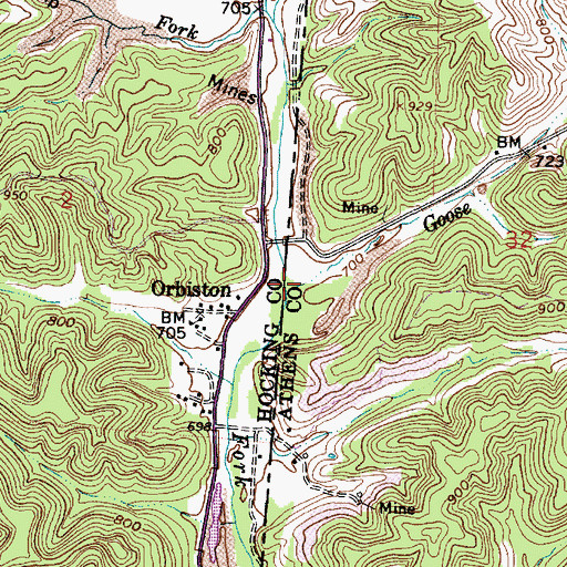 Topographic Map of Goose Run, OH