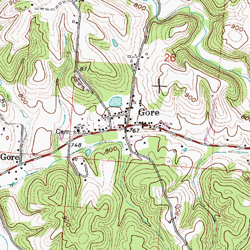 Topographic Map of Gore, OH