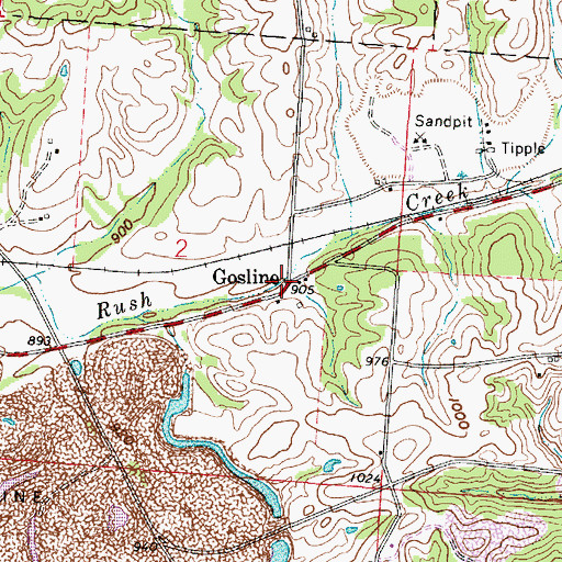 Topographic Map of Gosline, OH