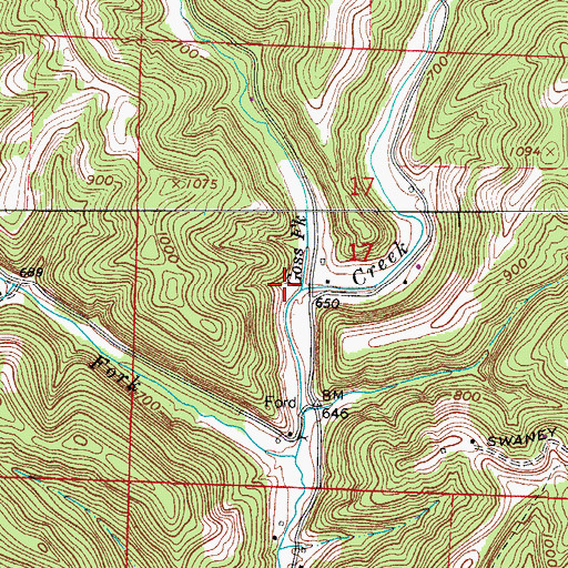Topographic Map of Goss Fork, OH