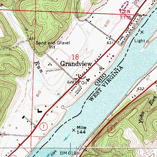 Topographic Map of Grandview, OH