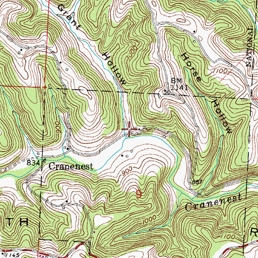 Topographic Map of Grant Hollow, OH