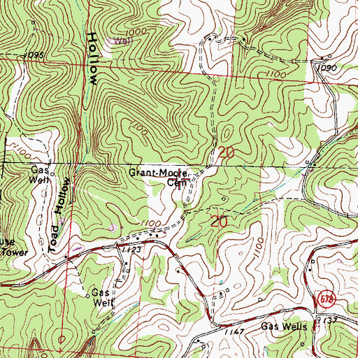 Topographic Map of Grant-Moore Cemetery, OH