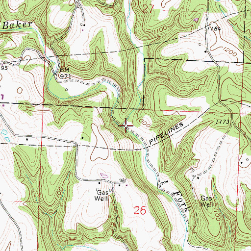 Topographic Map of Grassy Creek, OH