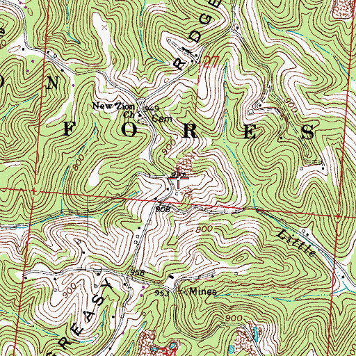 Topographic Map of Greasy Ridge, OH