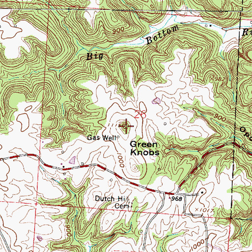 Topographic Map of Green Knobs, OH