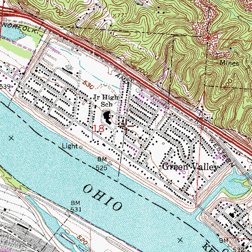 Topographic Map of Green Valley, OH