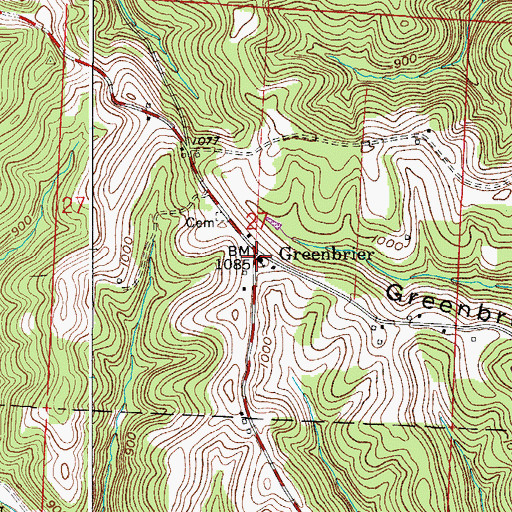 Topographic Map of Greenbrier, OH