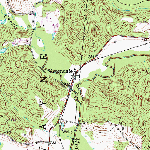 Topographic Map of Greendale, OH