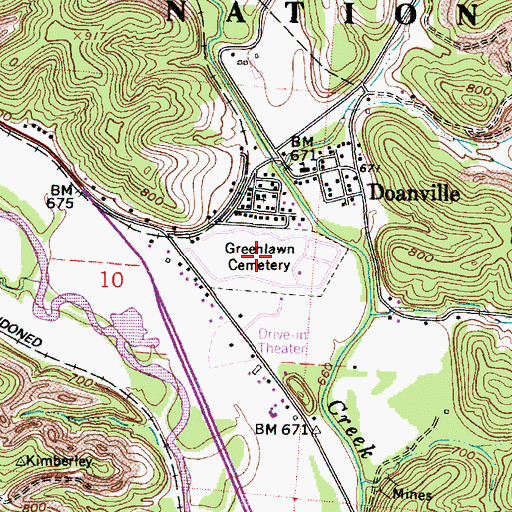 Topographic Map of Greenlawn Cemetery, OH