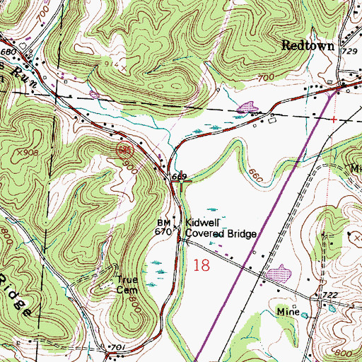 Topographic Map of Greens Run, OH