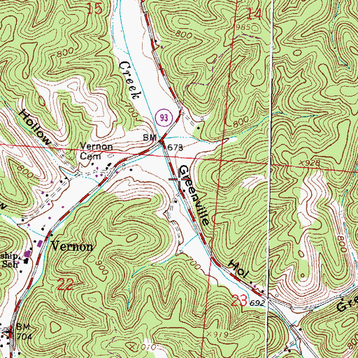 Topographic Map of Greenville Hollow, OH