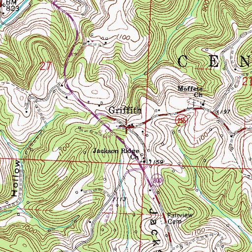 Topographic Map of Griffith, OH