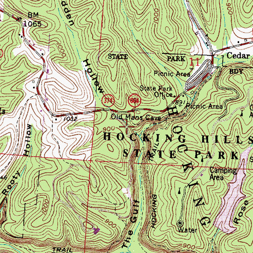 Topographic Map of Hadden Hollow, OH