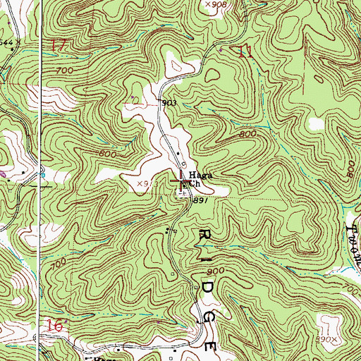 Topographic Map of Haga Church, OH