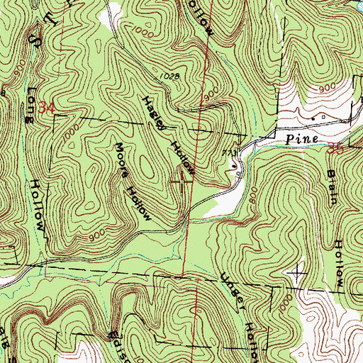 Topographic Map of Hagley Hollow, OH