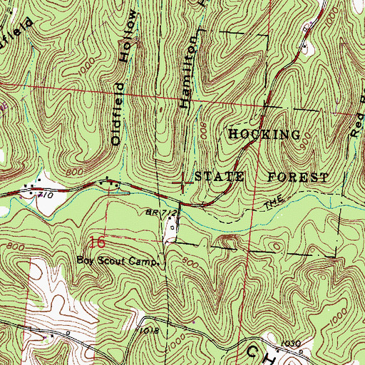 Topographic Map of Hamilton Hollow, OH