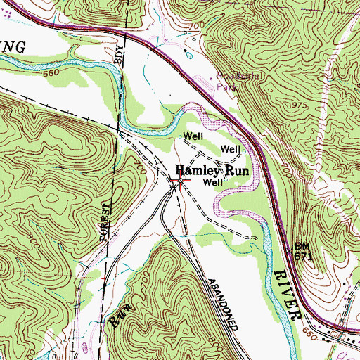 Topographic Map of Hamley Run, OH