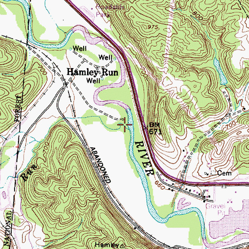 Topographic Map of Hamley Run, OH